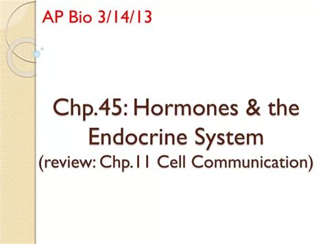 PPT Chp 45 Hormones The Endocrine System Review Chp 11 Cell