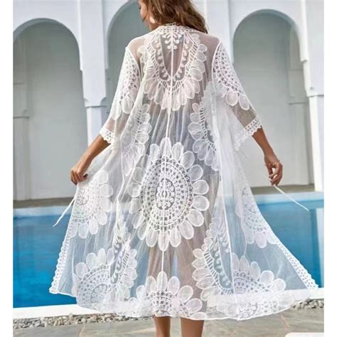 jual long outer cardigan lace aurel bkk busana pantai  shopee