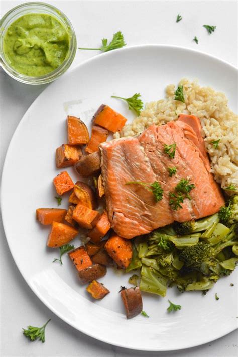 Sheet Pan Salmon With Sweet Potatoes And Broccoli {aip Paleo Low Fodmap} Emily Rix Recipe