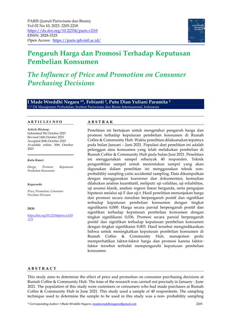 PDF Pengaruh Harga Dan Promosi Terhadap Keputusan Pembelian Konsumen