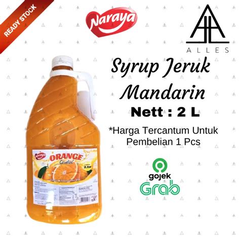 Jual Naraya Syrup Cardial Jeruk Mandarin Sirup Rasa Jeruk Liter