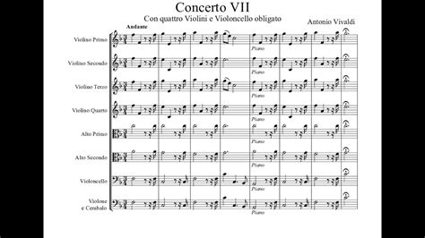 Antonio Vivaldi Concerto In F Major Rv Sheet Music Score Youtube