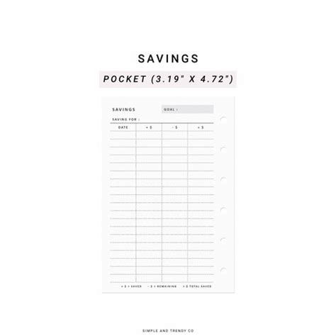 Savings Tracker Printable Pocket Size Etsy