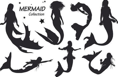 Mermaid Silhouettes Set 11816396 Vector Art At Vecteezy