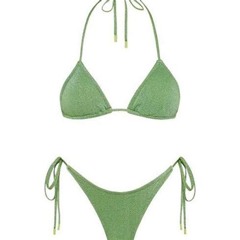 Triangl Green Sparkle Bikini Worn Well But In Great Depop