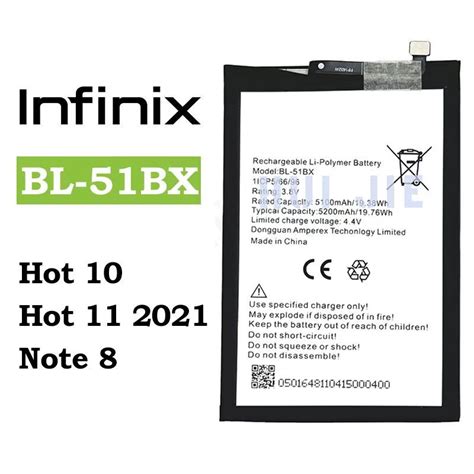 INFINIX Hot 10 Hot 11 2021 Note 8 Battery BL 51BX Shopee Philippines