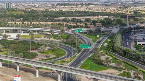 Aerial Top View To Sheikh Zayed Road Near Dubai Marina And JLT