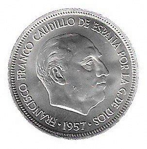 Espagne Francisco Franco Cartucho 50 Monedas De 5 Pesetas 1957 67