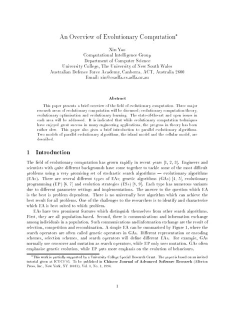 An Overview of Evolutionary Computation | PDF | Computational Complexity Theory | Genetic Algorithm