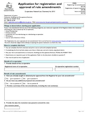 Fillable Online Application For Registration And Approval Of Rule