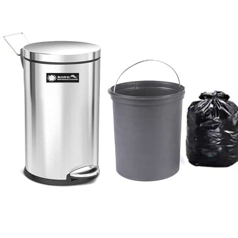 King International Stainless Steel Plain Pedal Dustbin With Bucket And