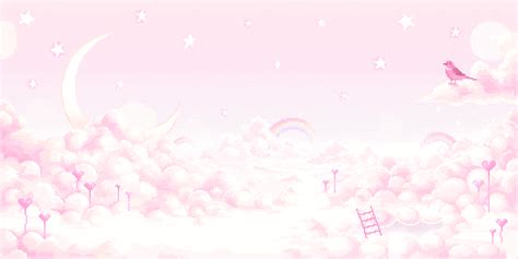 Pink Sky Banner With Clouds Stars And Bird