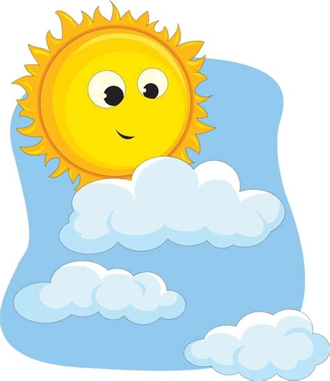 Premium Vector Cute Smiling Sun And Clouds Vector Illustration