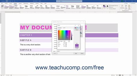 Word 2019 And 365 Tutorial Applying And Customizing Theme Colors