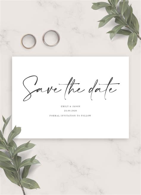 Download Printable Simple Minimalist Wedding Save The Date Card Pdf