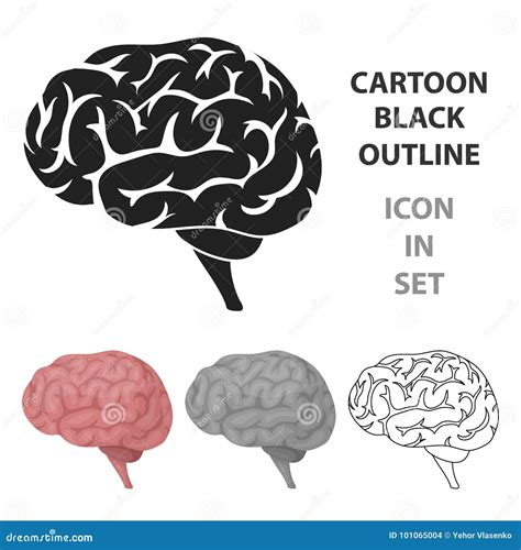 Icona Del Cervello Nello Stile Del Fumetto Isolata Su Fondo Bianco