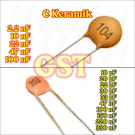 Jual 100Pcs Kapasitor Keramik 2 2 10 20 22 30 33 47 100 150 Pf NF