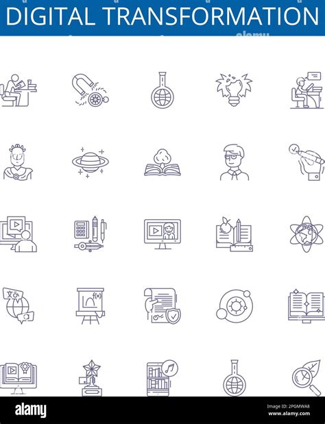 Digital Transformation Line Icons Signs Set Design Collection Of