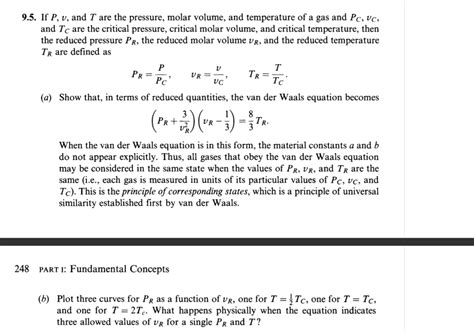 Solved 9 5 If P V And T Are The Pressure Molar Volume Chegg