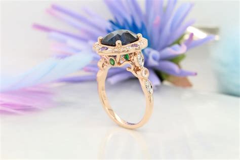 Birthstone Ring - Customised Engagement Proposal Ring with Colour Gemstone