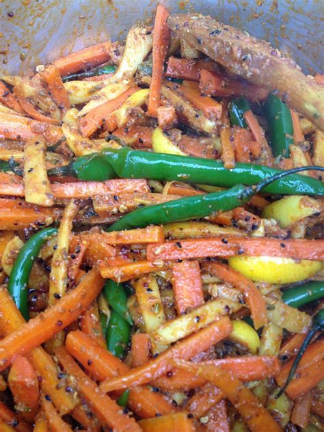 Carrots Lemons Ginger And Green Chilli Pickled Punjabi Style Achar Great Accompaniment To