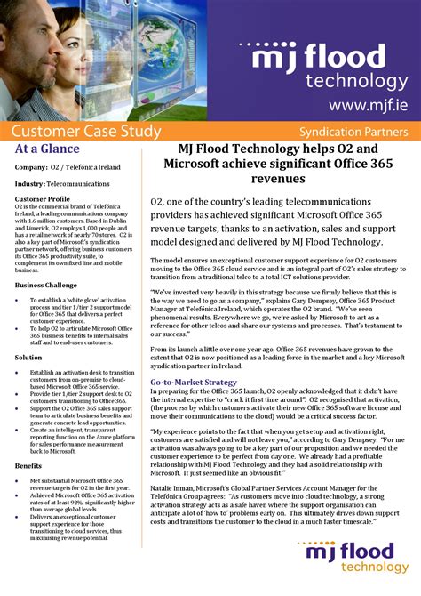 MJ Flood Technology helps O2 and Microsoft achieve significa