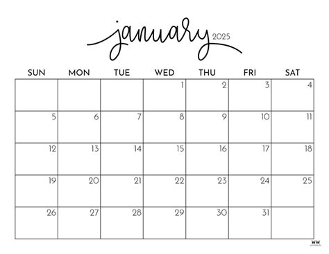 January 2025 Calendars - 107 FREE Printables - PrintaBulk