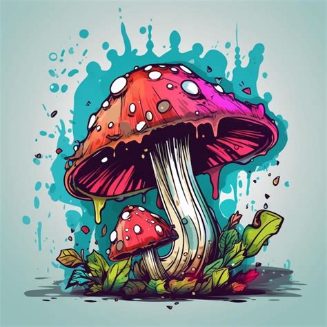 Premium AI Image | colorful vector mushroom graffiti style