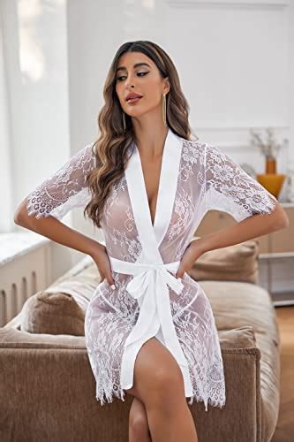 Avidlove Lingerie For Women For Sex Women Kimono Robe Floral Lace