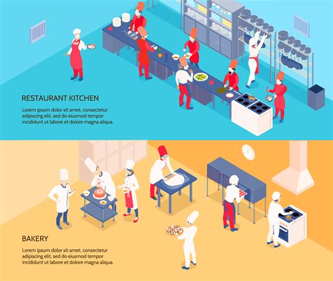 Professional Cooking Isometric Banners Vector Art At Vecteezy