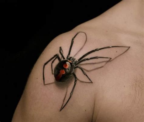 3d realistic spider tattoo on shoulder - Tattooimages.biz