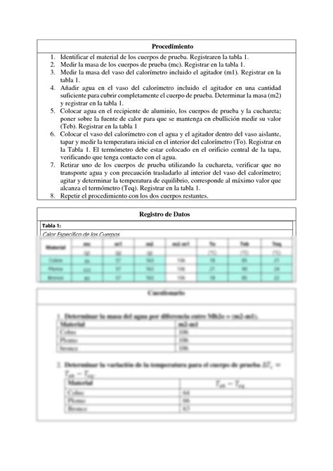 SOLUTION Calor Especifico De Los Cuerpos Informe De Laboratorio