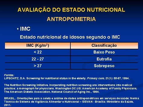 Avaliao Do Estado Nutricional Objetivos Coletar Informaes Identificar