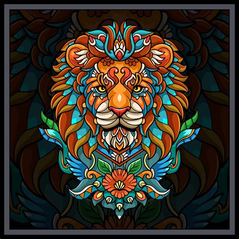 Colorful Lion head mandala arts. 35166661 Vector Art at Vecteezy