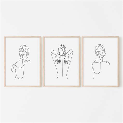 Set Of Nude Women One Line Drawing Art Poster Prints Perfect