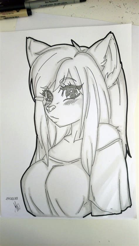 Wolf Girl Drawing Cute Wolf Drawings Girl Drawing Sketches Anime