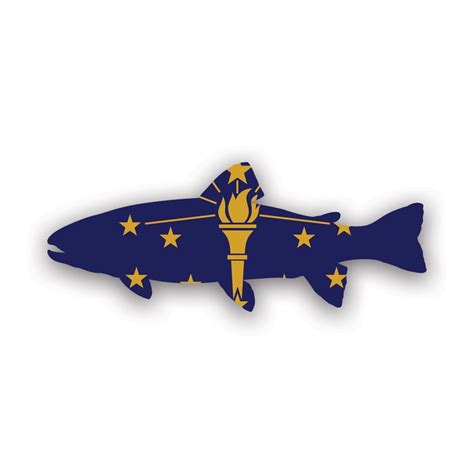 Indiana State Shaped Trout Sticker Decal Self Adhesive Vinyl