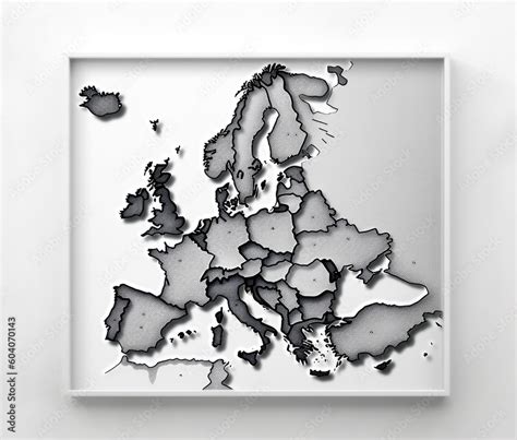 Map of Europe in dark grey, European map, countries and borders ...