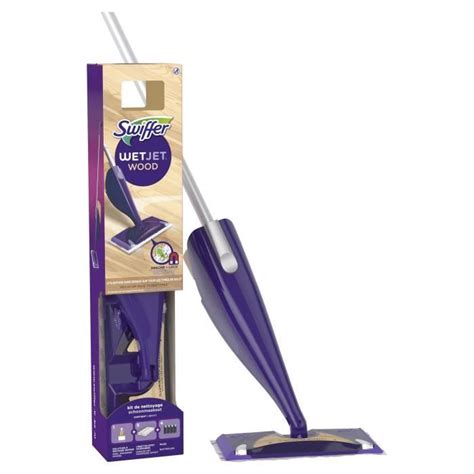 Swiffer Wetjet Wood Balai Spray Kit Complet Avec Lingettes