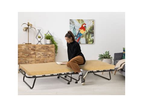 Lit pliant 80x180 à roulettes avec matelas et sommier à lattes ares