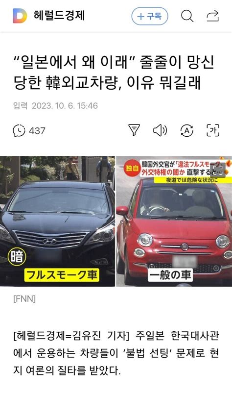 “일본에서 왜 이래” 줄줄이 망신 당한 韓외교차량 이유 뭐길래 정치시사 에펨코리아