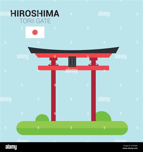 Vector Illustration Of Hiroshima Torii Gate Japan Monuments And