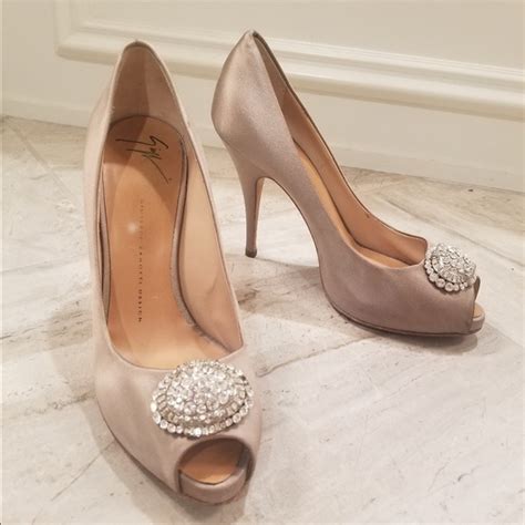 Giuseppe Zanotti Shoes Giuseppe Zanotti Satin Blush Pink Nude Tan Crystal Embellished Peep
