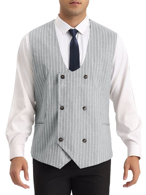 Lars Amadeus Striped Vest For Men S Slim Fit Double Breasted Formal