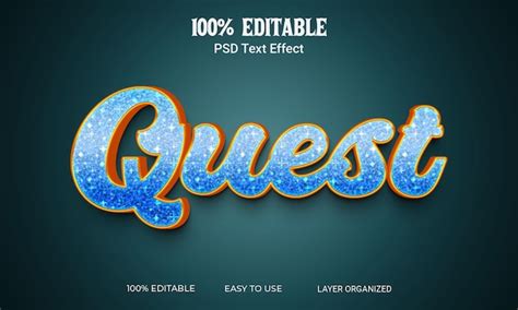 Premium Psd Quest 3d Text Effect Editable File