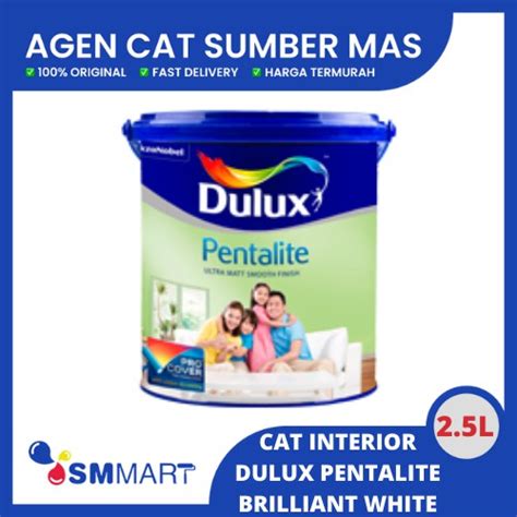 Jual DULUX PENTALITE CAT INTERIOR WARNA BRILLIANT WHITE 2 5 LITER