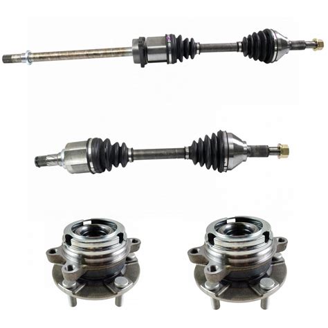 TRQ 4 Piece Drivetrain Kit CV Axles Wheel Bearings Hub Assemblies For