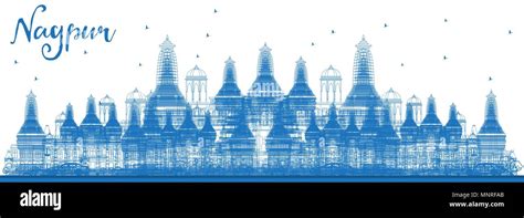 Outline Nagpur India Skyline With Blue Buildings Vector Illustration