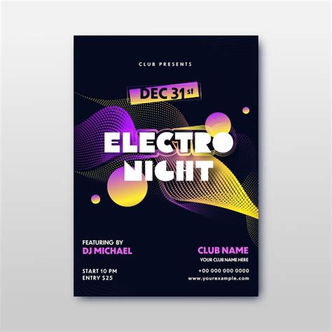 Electro Night Flyer Ou Design De Modelo Detalhes Do Evento Em