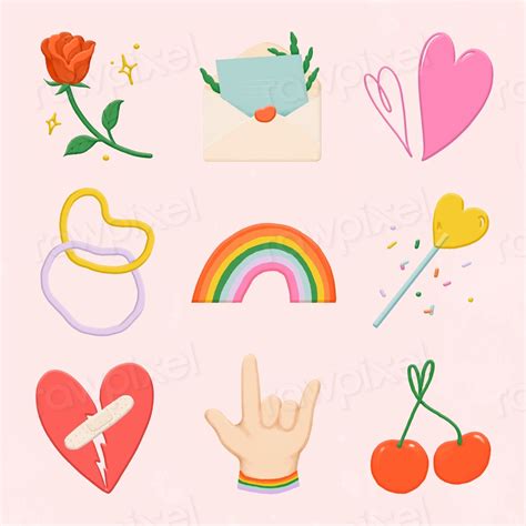 Love element collection, emoji stickers, | Premium Vector - rawpixel